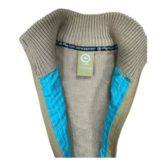 LRG Knit Sweater Jacket L Beige Multi Stripe Front Zip-Up Pockets Lined Rare - Picture 7 of 16